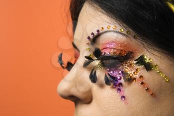 Royalty Free Photo of a Close-up of a Woman in Unique Makeup