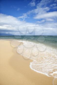 Royalty Free Photo of a Sandy Beach With Waves in Maui, Hawaii