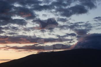 Royalty Free Photo of a Sunset with Clouds in Maui, Hawaii, USA