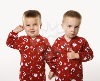Royalty Free Photo of Twin Boys Holding Hands