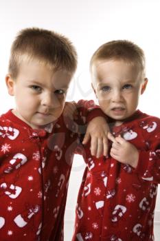 Royalty Free Photo of Twin Children in Pajamas