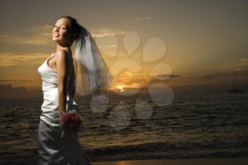 Royalty Free Photo of a Bride on the Beach