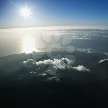 Royalty Free Photo of an Aerial of Mountainous Terrain in Maui, Hawaii