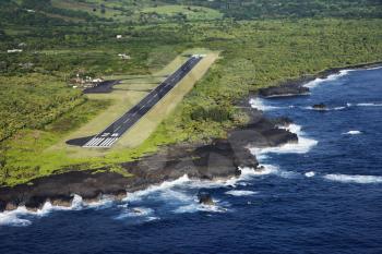 Royalty Free Photo of an Aerial View of a Landing Airstrip on Coast of Maui, Hawaii