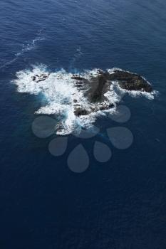 Royalty Free Photo of an Aerial of Rock Off the Coast of Maui, Hawaii