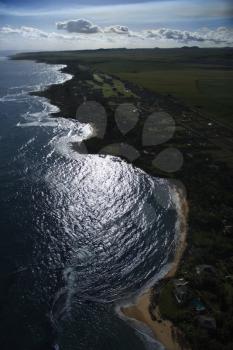 Royalty Free Photo of an Aerial of a Shoreline in Maui, Hawaii.