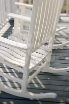 Royalty Free Photo of Rocking Chairs on a Porch