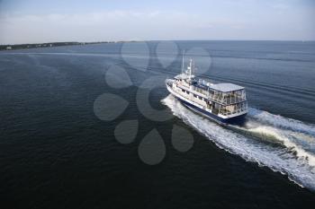 Royalty Free Photo of a Ferry Boat Transport on Bald Head Island, North Carolina