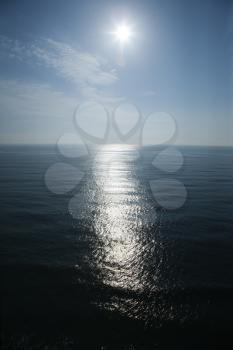 Royalty Free Photo of Sun Reflecting in the Ocean