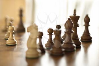 Royalty Free Photo of Chess Pieces on a Chess Board