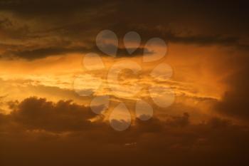 Royalty Free Photo of Yellow Sunset Clouds
