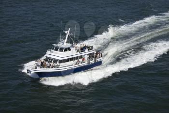 Royalty Free Photo of a Ferry Boat on Bald Head Island, North Carolina