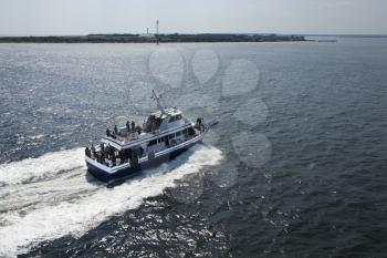 Royalty Free Photo of a Ferry Boat Transport on Bald Head Island, North Carolina