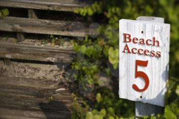 Royalty Free Photo of a Beach Access Sign on Bald Head Island, North Carolina