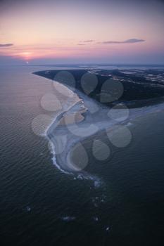 Royalty Free Photo of an Aerial of East Coast Island Beach of Bald Head Island, North Carolina