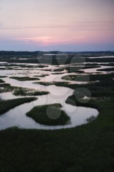 Royalty Free Photo of an Aerial of a Wetland on Bald Head Island, North Carolina