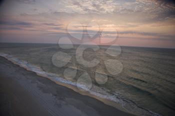 Royalty Free Photo of a Scenic Bald Head Island North Carolina Landscape of a Shoreline During Sunrise