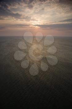 Royalty Free Photo of a Scenic Bald Head Island North Carolina Landscape of a Sunrise Over Ocean