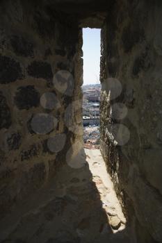Royalty Free Photo of a View Through the Window of a Building in Lisbon, Portugal