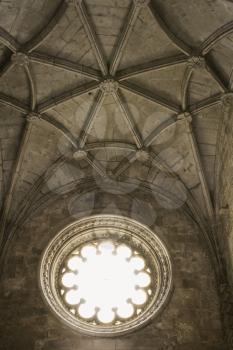 Royalty Free Photo of a Ceiling and Window in Jeronimos Monastery in Lisbon, Portugal