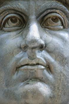Royalty Free Photo of a Close-up of a Colossal Head of Constantine I Statue at the Capitoline Museum, Rome, Italy