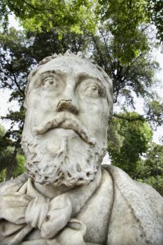 Royalty Free Photo of a Close-up of Statue of a Bearded Man in Rome, Italy