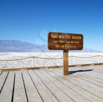 Royalty Free Photo of a Badwater Basin Sign in Death Valley National Park