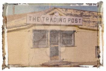 Polaroid transfer of old trading post in Utah.