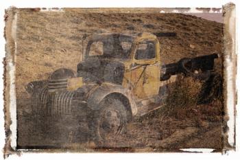 Royalty Free Photo of a Polaroid Transfer of an Old Pickup Truck