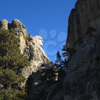 Royalty Free Photo of a Profile View of a George Washington Carving in Mount Rushmore National Memorial