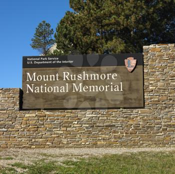 Royalty Free Photo of an Entrance Sign for Mount Rushmore