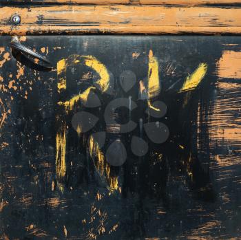 Royalty Free Photo of a Close-up of a Scratched Door of an Old Pick-up Truck