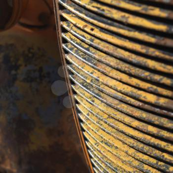 Royalty Free Photo of a Close-up of a Radiator Grill of a Rusty Old Pick-up Truck