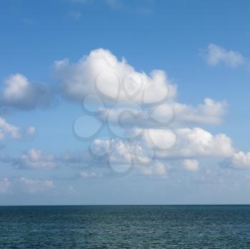 Royalty Free Photo of Calm Water and Blue Sky With Clouds in Florida Keys, Florida, USA