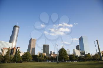 Royalty Free Photo of Skyline Behind Centennial Olympic Park in Downtown Atlanta, Georgia