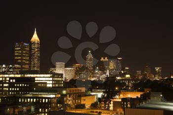 Royalty Free Photo of the Nightscape of Atlanta, Georgia Skyline