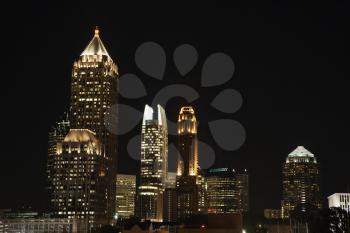 Royalty Free Photo of a Night-scape of Atlanta, Georgia Skyline