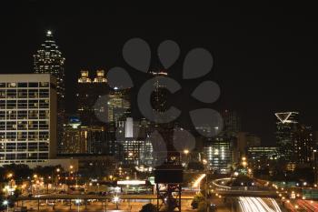 Royalty Free Photo of the Nightscape of Atlanta, Georgia skyline
