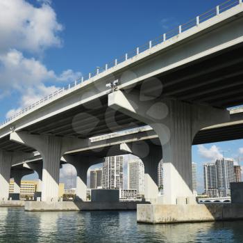Royalty Free Photo of a Bridge Over Biscayne Bay in Miami, Florida, USA