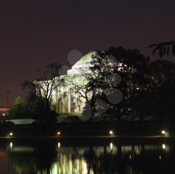 Royalty Free Photo of the Jefferson Memorial at Night in Washington, DC, USA