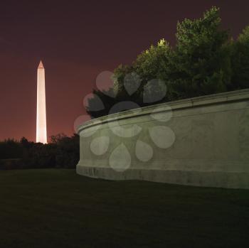 Royalty Free Photo of the Washington Monument at Night in Washington, DC, USA