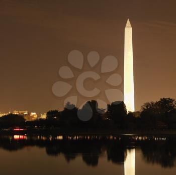 Royalty Free Photo of a Washington Monument at Night in Washington, DC, USA