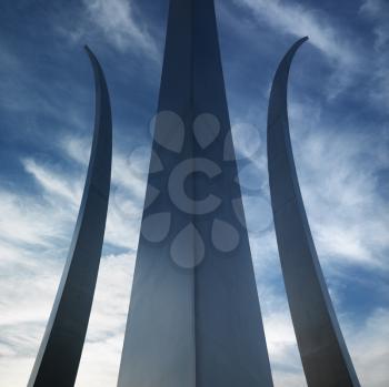 Three spires of Air Force Memorial in Arlington, Virginia, USA.