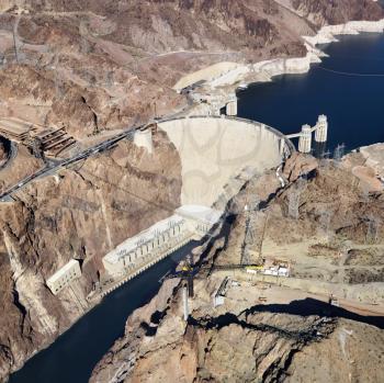 Royalty Free Photo of an Aerial View of Hoover Dam on the Nevada-Arizona Border