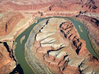 Royalty Free Photo of an Aerial View of River Valley in Utah Canyonlands
