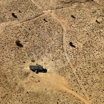 Royalty Free Photo of an Aerial of a Trailer Home in an Arizona Desert