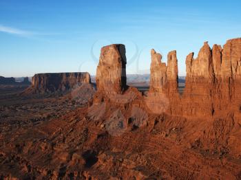 Royalty Free Photo of Buttes and Mesas in Desert of Monument Valley, Utah