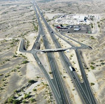 Royalty Free Photo of an Aerial View of an Interstate 10 in Southwest Desert Landscape of Arizona