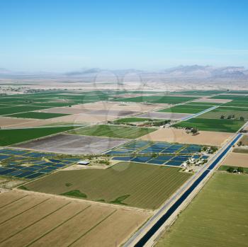 Royalty Free Photo of an Aerial View of a Cropland and Colorado River Aqueduct in Arizona