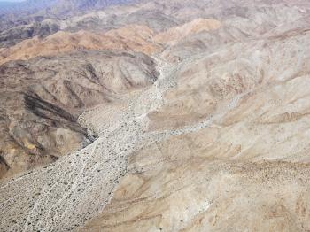 Royalty Free Photo of an Aerial View of Torrid California Desert With Rocky Landforms
